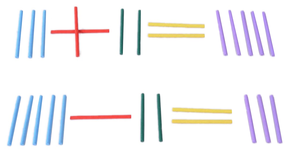 Wiskunde en rekenbewerkingen leren met houten rekenstokjes