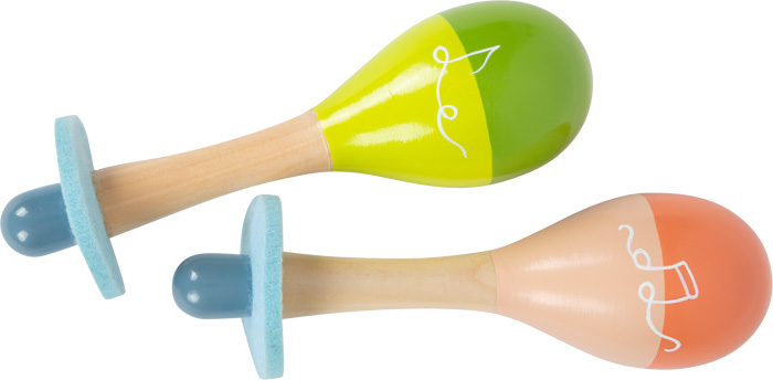 Maracas van natuurlijk hout met witte noot - Muziekinstrument en rammelaar voor sensorische volgens Montessori