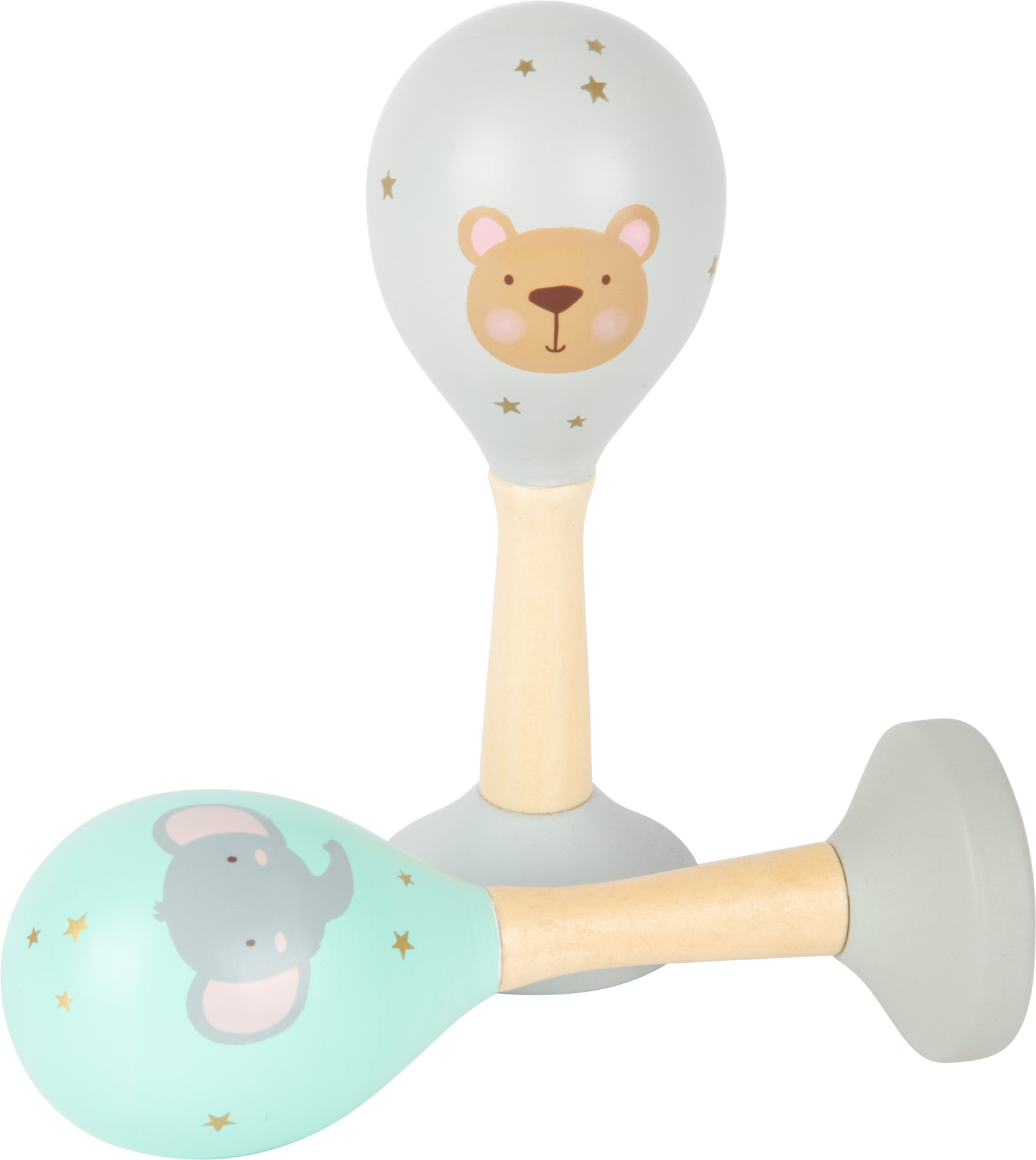 Houten maracas Pastel Collectie - Muziekinstrument en sensorische Montessori rammelaar