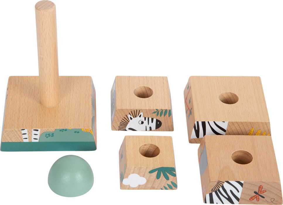 Houten stapelpiramide Safari - van formaten en verticaal stapelen