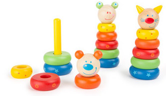 Houten stapelspeelgoed kleurrijke dieren voor baby's