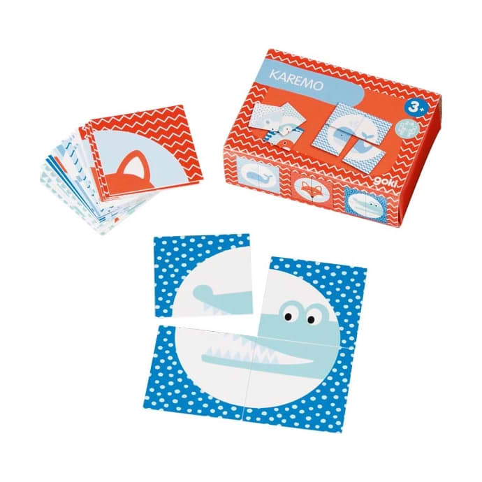 Karemo Montessori Card Game for Kids – 4-Piece Animal Portraits