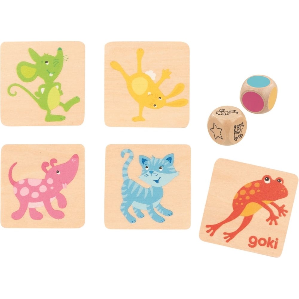 Match the Colour Game – 25 Wooden Animal Tiles and 2 Dice - Weergave 2