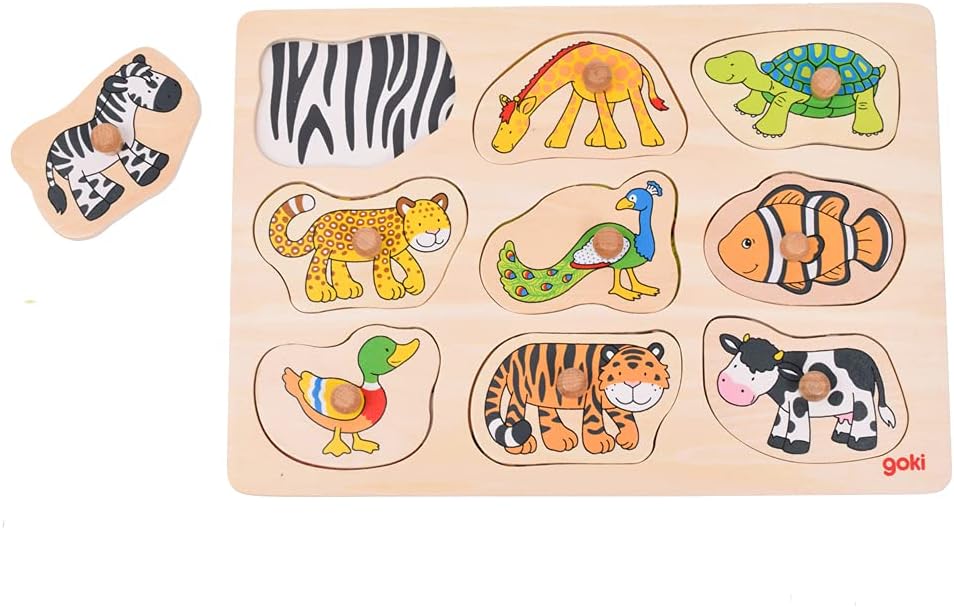Wooden Montessori Knob Puzzle – 9 Animals with Hidden Patterns - Weergave 3