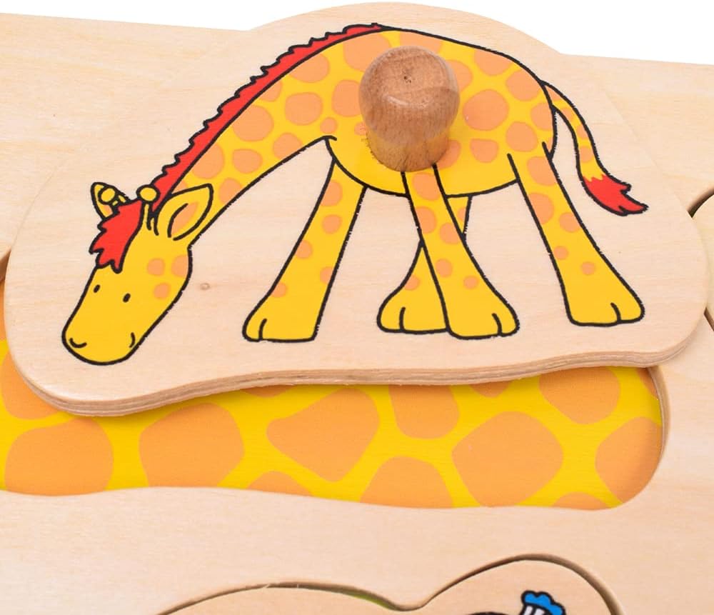 Wooden Montessori Knob Puzzle – 9 Animals with Hidden Patterns - Weergave 5