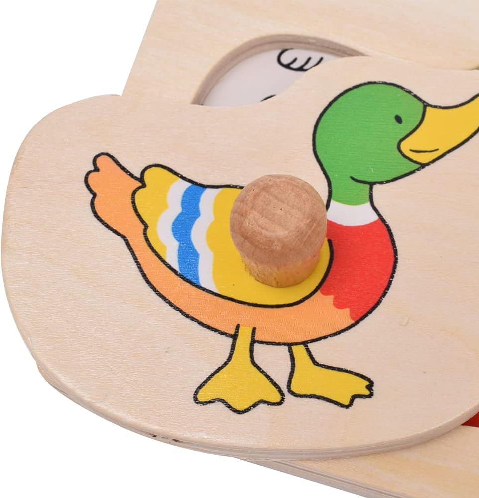 Wooden Montessori Knob Puzzle – 9 Animals with Hidden Patterns - Weergave 6
