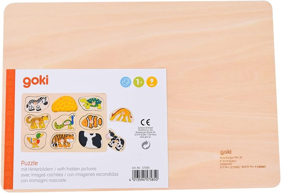 Wooden Montessori Knob Puzzle – 9 Animals with Hidden Patterns - Weergave 7