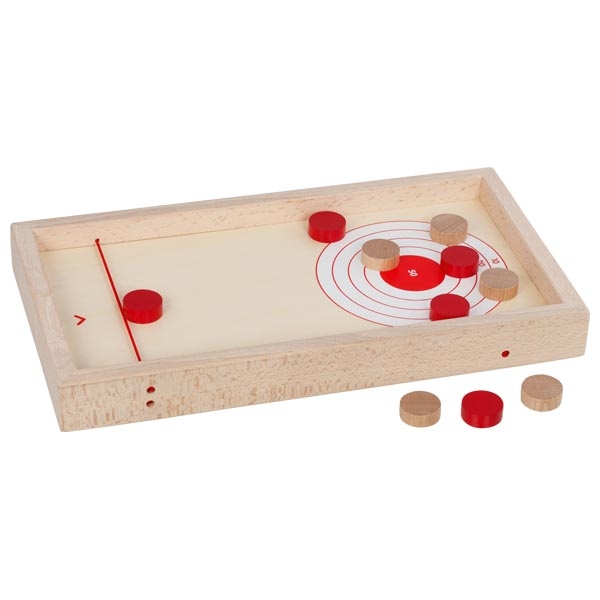 Wooden table curling game with sling puck – 2-in-1 reversible board - Weergave 3