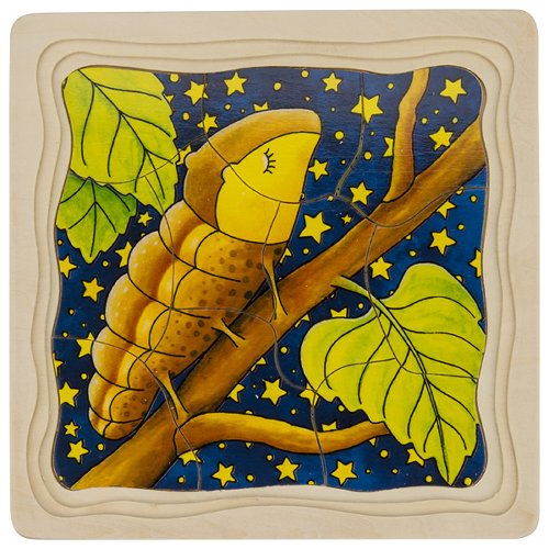 Wooden Caterpillar Puzzle – Butterfly Life Cycle in 4 Layers - Weergave 3