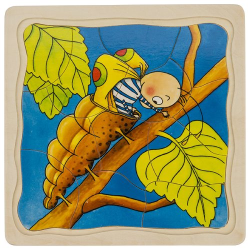 Wooden Caterpillar Puzzle – Butterfly Life Cycle in 4 Layers - Weergave 4