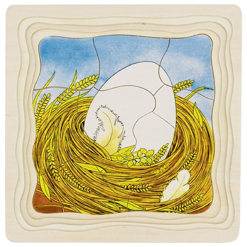 Wooden Chicken Life Cycle Puzzle – Egg to Hen, 4 Layers