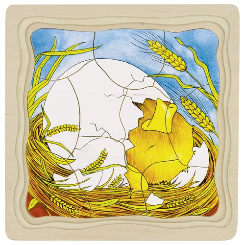 Wooden Chicken Life Cycle Puzzle – Egg to Hen, 4 Layers - Weergave 3