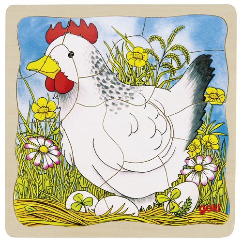 Wooden Chicken Life Cycle Puzzle – Egg to Hen, 4 Layers - Weergave 5