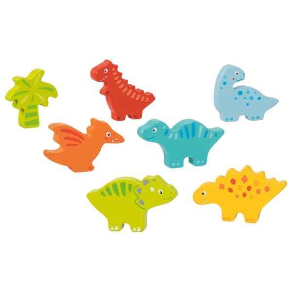 Wooden Montessori Dinosaur Puzzle – 7 Chunky Standing Pieces - Weergave 2